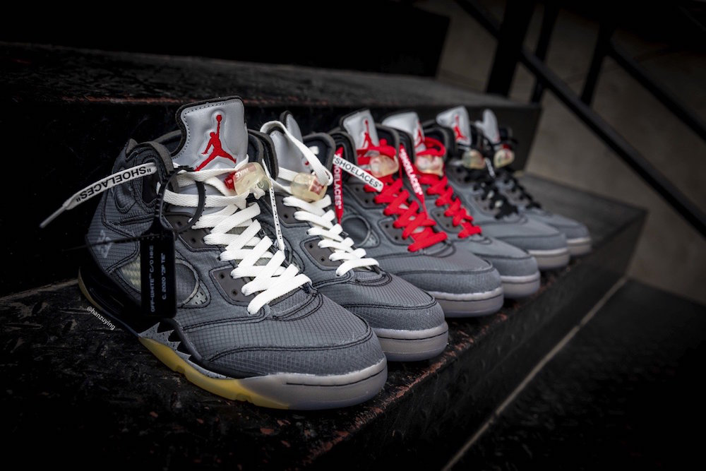 OFF-WHITE X AIR JORDAN 5 Hadir Dengan Tiga Warna Tali yang Berbeda |  Sneakers.co.id